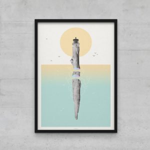 Affiche poster bois flotté phare