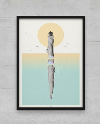 Affiche poster bois flotté phare